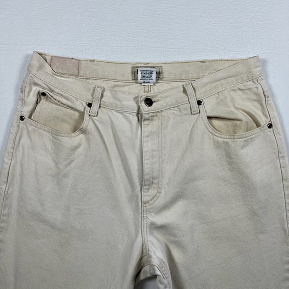 LL Bean Classic Fit Beige Denim Jeans Mens Size 35x34 100% Cotton - Picture 4 of 9